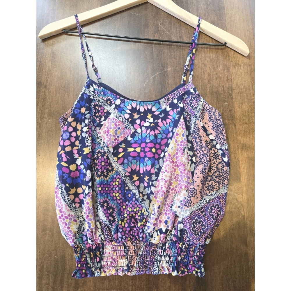 Love Fire Medium Scoop Neck Spaghetti Strap Floral Fitted Waist Cropped Tank